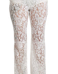 Dolce & Gabbana Elegant White Lace High Waist Pants