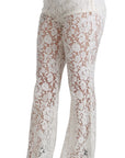 Dolce & Gabbana Elegant White Lace High Waist Pants