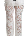 Dolce & Gabbana Elegant White Lace High Waist Pants