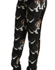 Dolce & Gabbana Elegant Silk Puppy Dog Print Pants