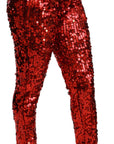 Dolce & Gabbana Elegant High-Waist Cropped Red Trousers