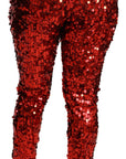Dolce & Gabbana Elegant High-Waist Cropped Red Trousers