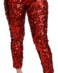 Dolce & Gabbana Elegant High-Waist Cropped Red Trousers