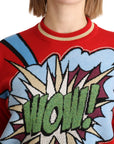Dolce & Gabbana Radiant Red Cartoon Motive Cashmere Sweater
