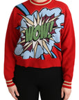 Dolce & Gabbana Radiant Red Cartoon Motive Cashmere Sweater