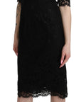 Dolce & Gabbana Elegant Black Lace Sheath Knee-Length Dress