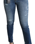 Dolce & Gabbana Enchanted Crystal Studded Blue Jeans