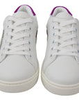 Dolce & Gabbana Chic White Leather Sneakers with Purple Accents