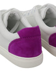 Dolce & Gabbana Chic White Leather Sneakers with Purple Accents