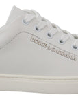 Dolce & Gabbana Chic White Leather Sneakers with Purple Accents