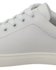 Dolce & Gabbana Chic White Leather Sneakers with Purple Accents