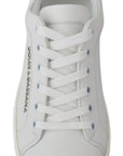 Dolce & Gabbana Chic White Leather Sneakers with Purple Accents
