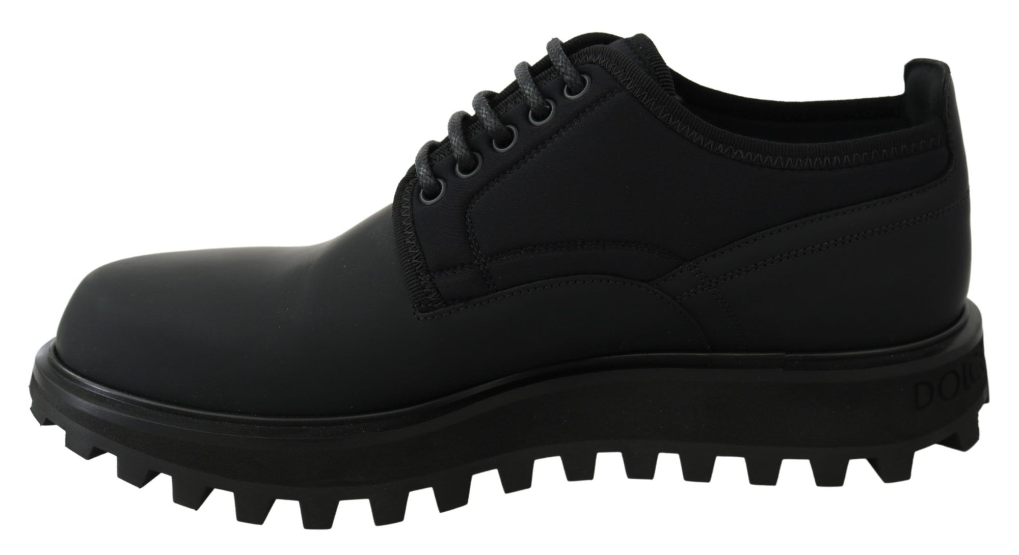 Dolce &amp; Gabbana Elegant Black Calfskin Derby Shoes