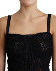 Dolce & Gabbana Elegant Black Lace Bustier Mini Dress
