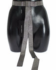 Dolce & Gabbana Black Silk Crystal Bow Waist Belt Elegance