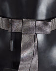 Dolce & Gabbana Black Silk Crystal Bow Waist Belt Elegance