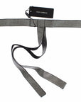 Dolce & Gabbana Black Silk Crystal Bow Waist Belt Elegance