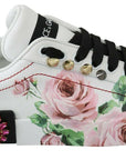 Dolce & Gabbana Floral Crystal-Embellished Leather Sneakers