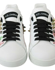 Dolce & Gabbana Floral Crystal-Embellished Leather Sneakers