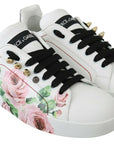 Dolce & Gabbana Floral Crystal-Embellished Leather Sneakers