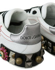 Dolce & Gabbana Floral Crystal-Embellished Leather Sneakers