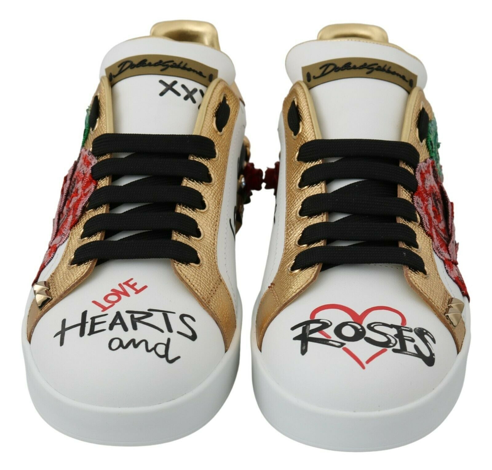 Dolce &amp; Gabbana Elegant Sequined Floral Leather Sneakers