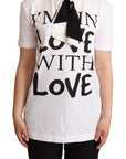 Dolce & Gabbana Chic Love Slogan Silk Cotton Tee
