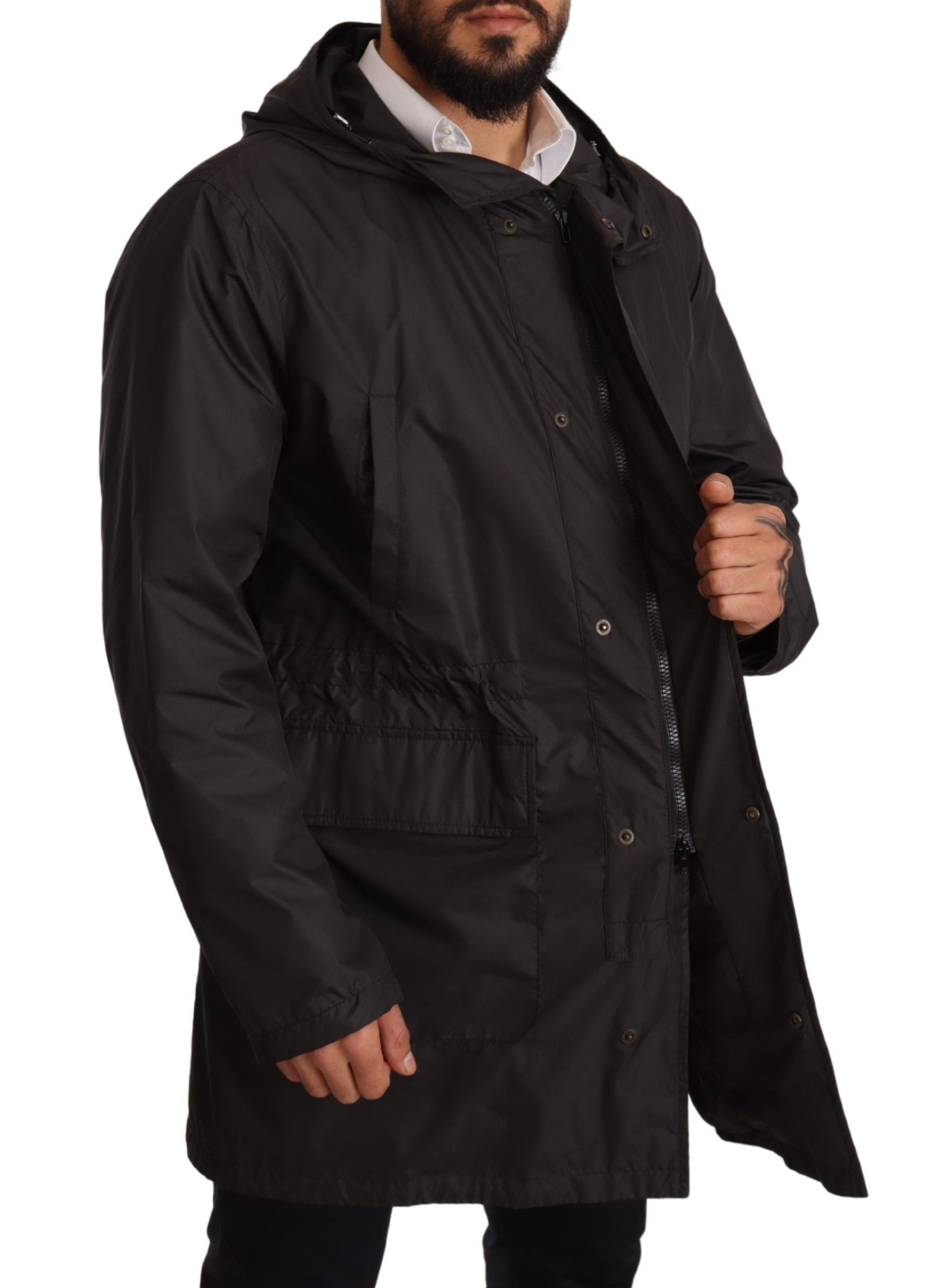 Dolce &amp; Gabbana Elegant Black Hooded Blouson Jacket