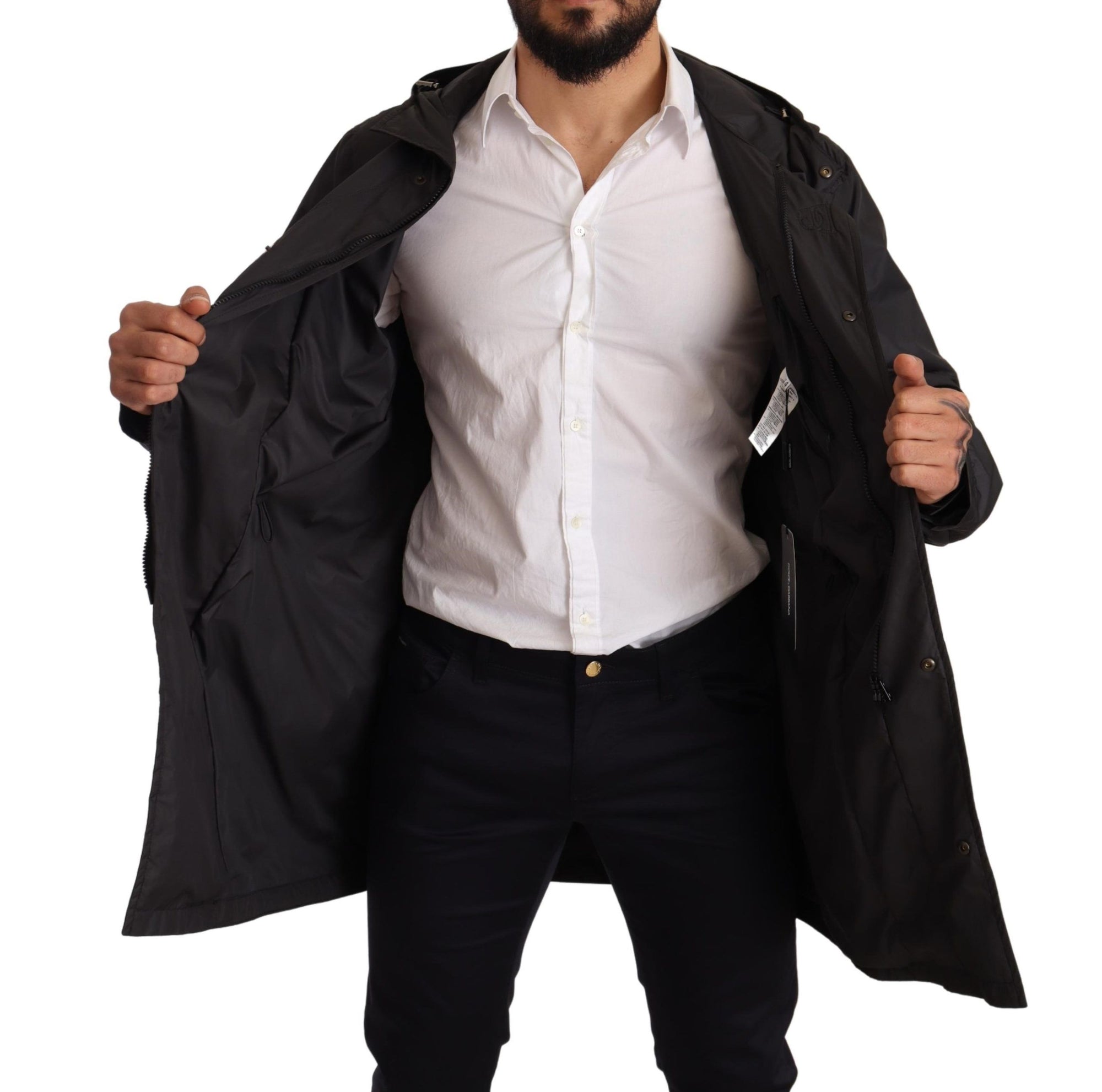 Dolce &amp; Gabbana Elegant Black Hooded Blouson Jacket