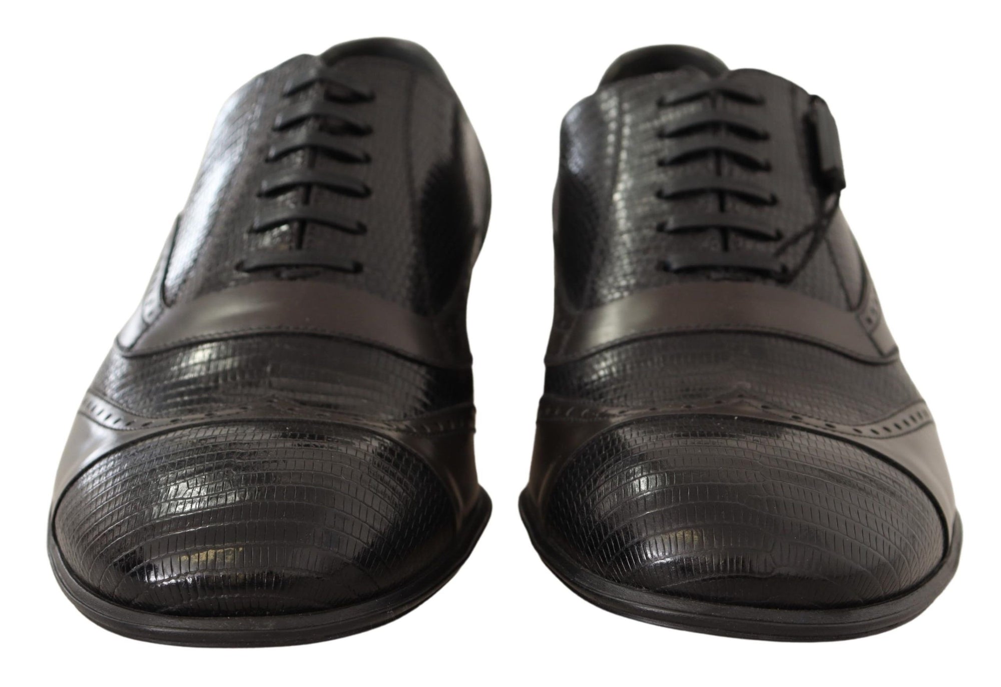 Dolce &amp; Gabbana Elegant Brown Lizard Leather Oxford Shoes