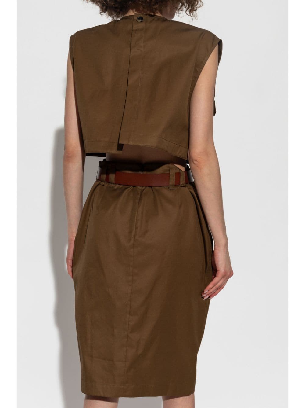 Saint Laurent Saint Laurent belted cotton midi dress