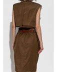Saint Laurent Saint Laurent belted cotton midi dress