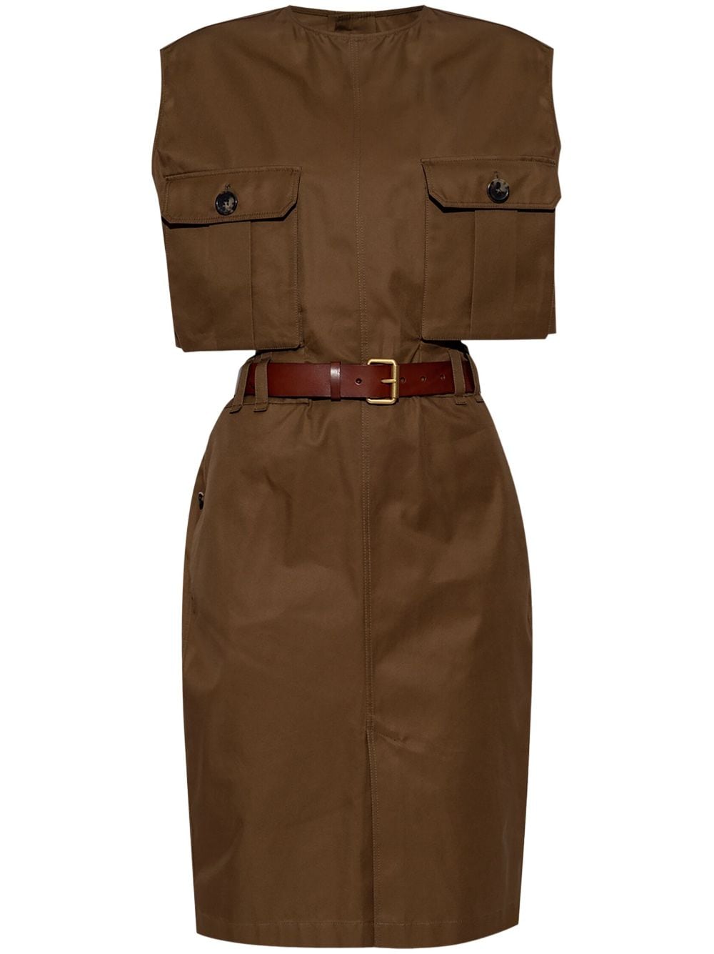 Saint Laurent Saint Laurent belted cotton midi dress