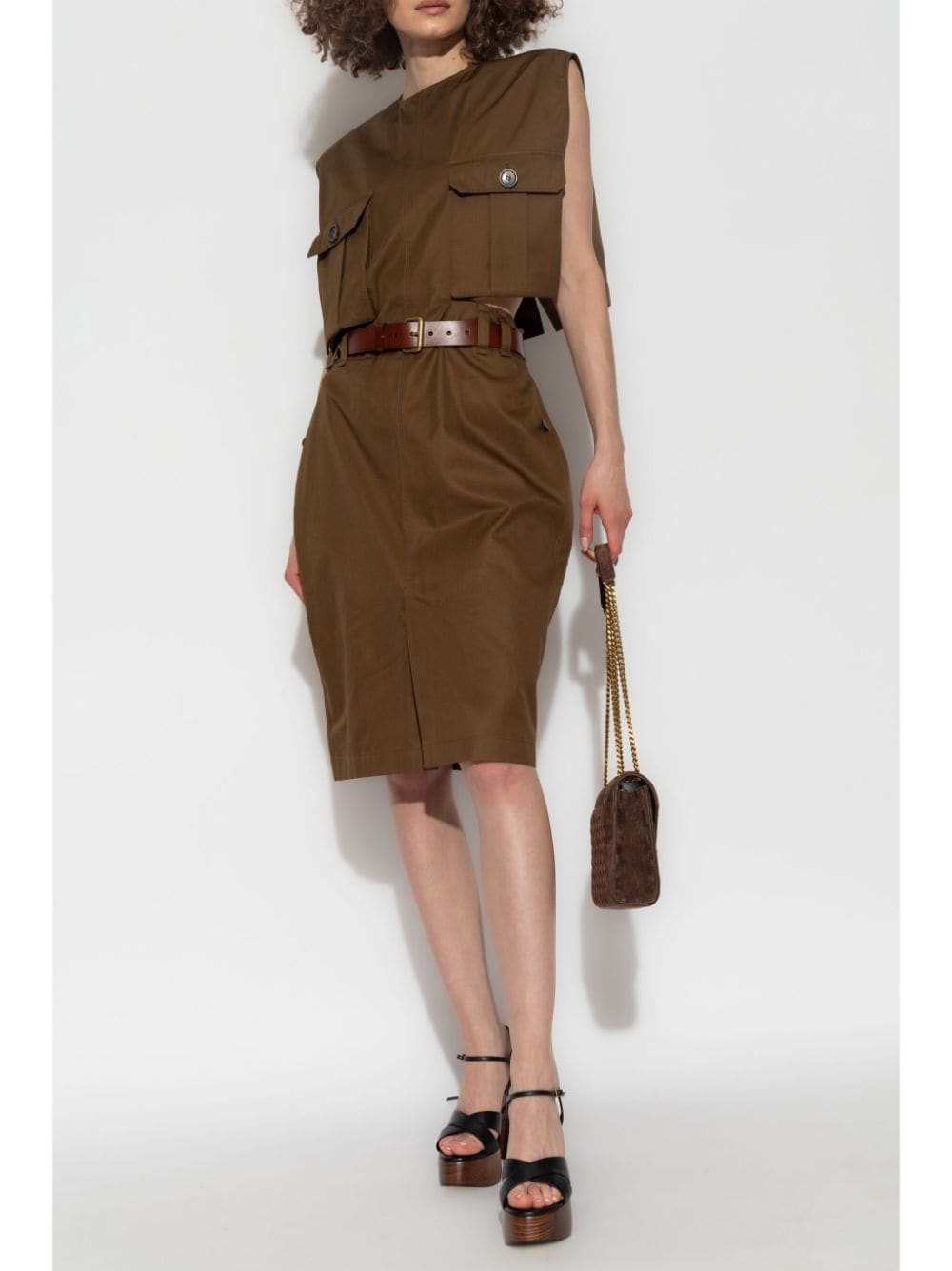Saint Laurent Saint Laurent belted cotton midi dress