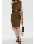 Saint Laurent Saint Laurent belted cotton midi dress