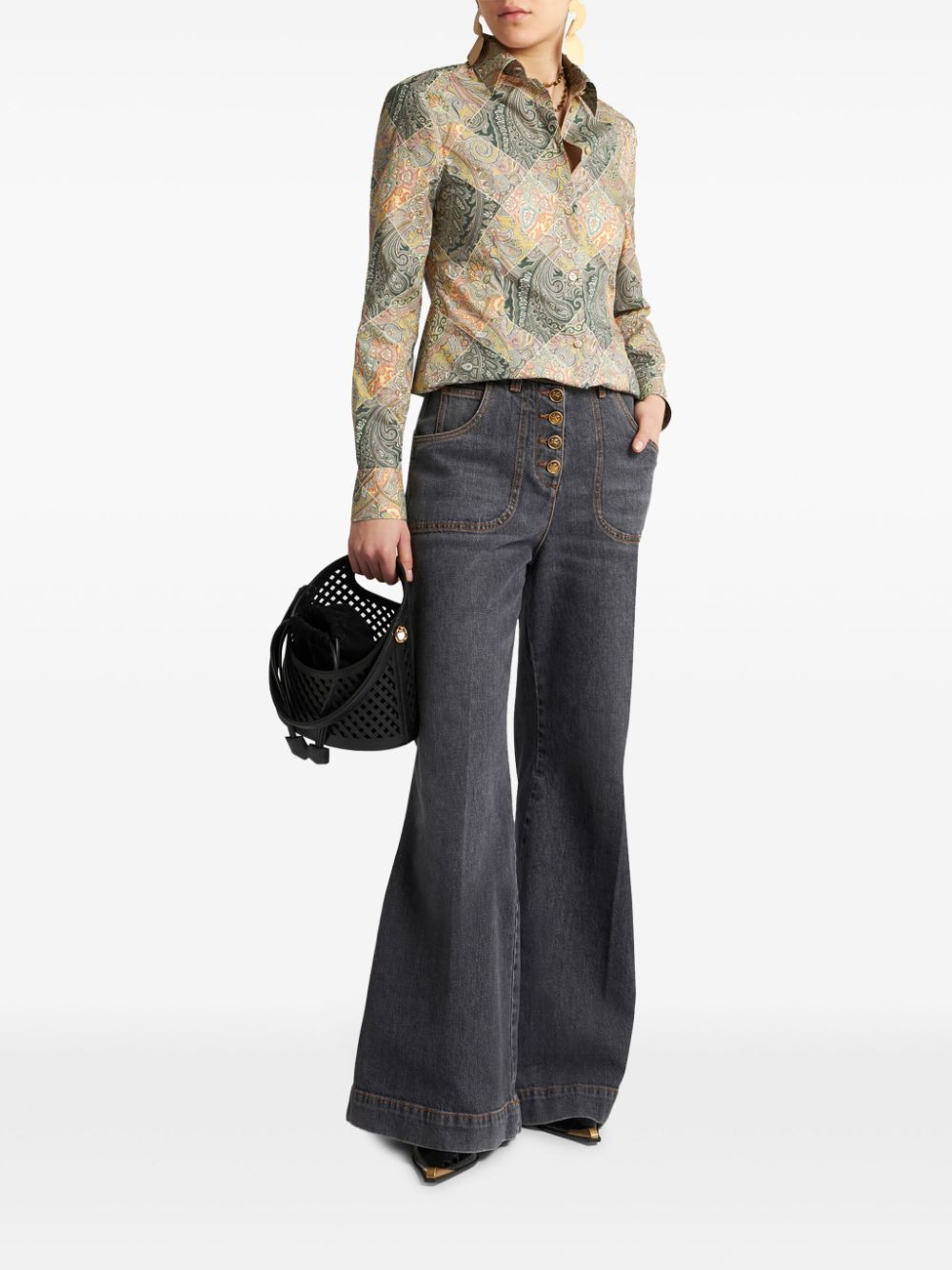 Etro Etro Patchwork-print poplin shirt