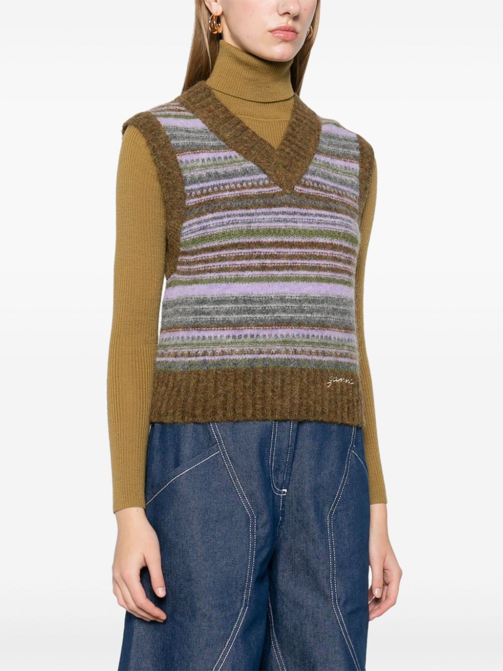 Ganni Ganni Striped v-neck vest