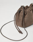 Brunello Cucinelli Brunello Cucinelli Mellow mini bucket bag in suede with precious chain