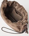 Brunello Cucinelli Brunello Cucinelli Mellow mini bucket bag in suede with precious chain