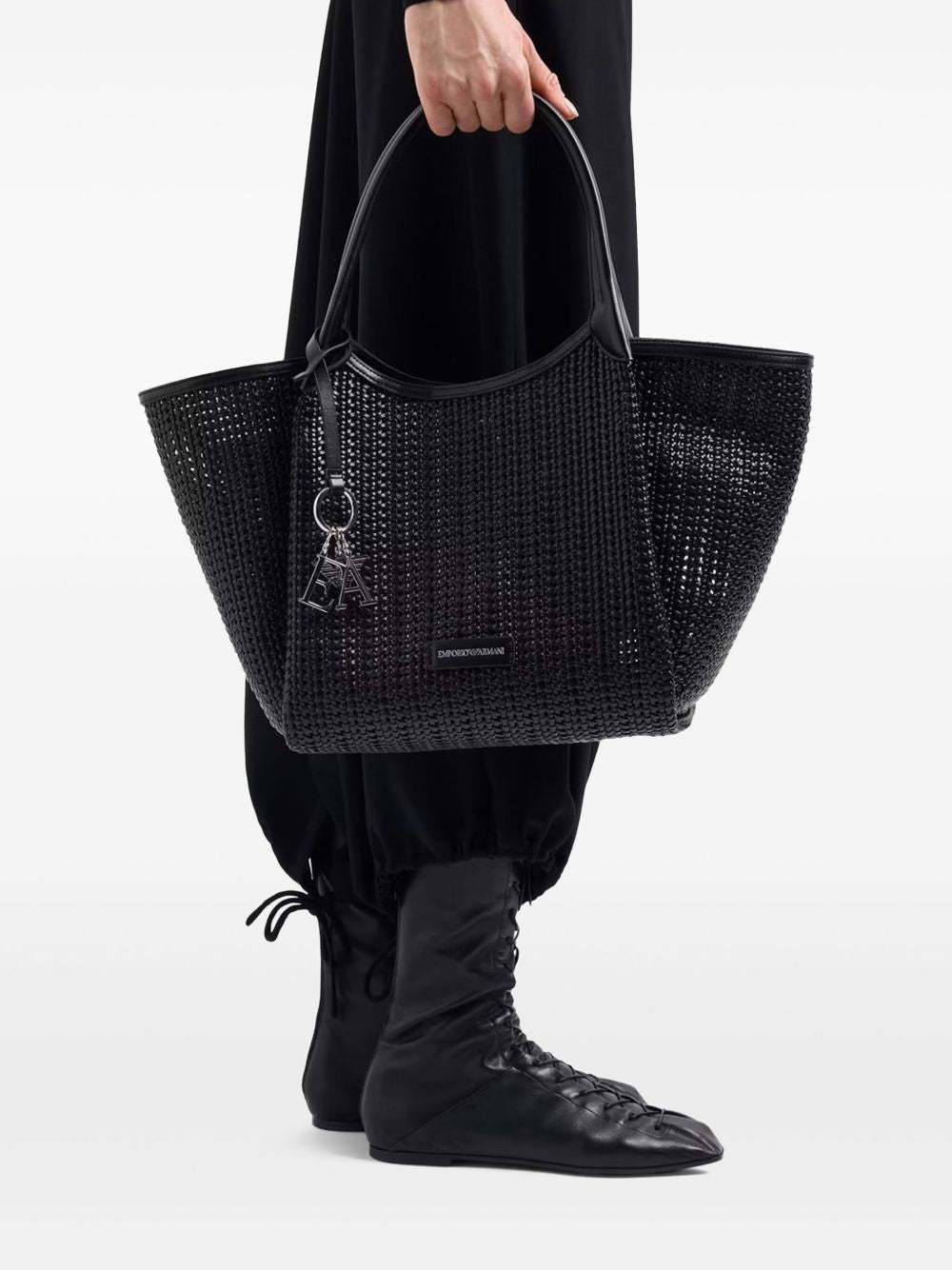 Emporio Armani Emporio Armani Shopper made of braided material with logo pendant