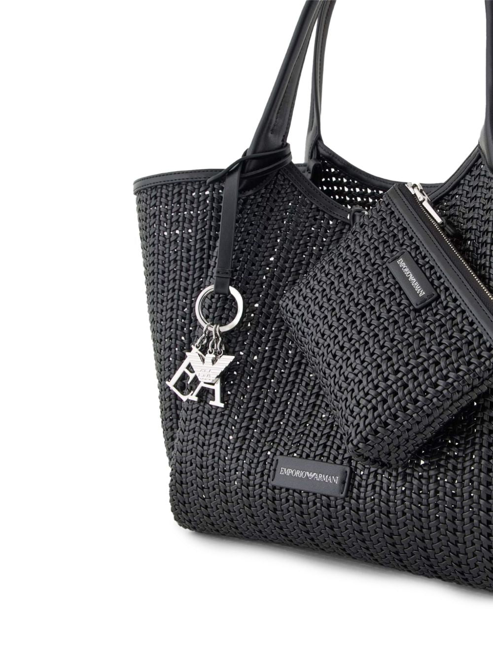 Emporio Armani Emporio Armani Shopper made of braided material with logo pendant