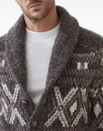 Brunello Cucinelli Brunello Cucinelli Alpaca, virgin wool and cashmere geometric jacquard cardigan with metal buttons