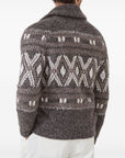 Brunello Cucinelli Brunello Cucinelli Alpaca, virgin wool and cashmere geometric jacquard cardigan with metal buttons