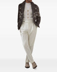 Brunello Cucinelli Brunello Cucinelli Alpaca, virgin wool and cashmere geometric jacquard cardigan with metal buttons