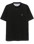 Brunello Cucinelli Brunello Cucinelli Crew neck T-shirt in cotton jersey with logo and faux layering