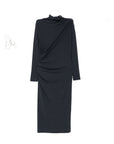 Brunello Cucinelli Brunello Cucinelli High-neck gathered midi dress