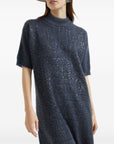 Brunello Cucinelli Brunello Cucinelli Mohair, virgin wool and cashmere knit dress with dazzling croc motif