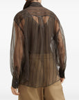 Brunello Cucinelli Brunello Cucinelli Crispy silk shirt with dazzling chalk stripe embroidery