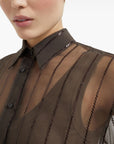 Brunello Cucinelli Brunello Cucinelli Crispy silk shirt with dazzling chalk stripe embroidery