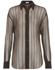 Brunello Cucinelli Brunello Cucinelli Crispy silk shirt with dazzling chalk stripe embroidery